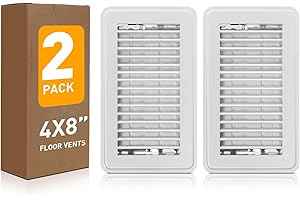 VE NI SCC Floor Vent Covers 4x8, White Floor Register, Heavy Duty Walkable Metal Air Vent Covers for Home Floor, Heater Vent Registers with Adjustable Air Supply Lever, 2 Pack