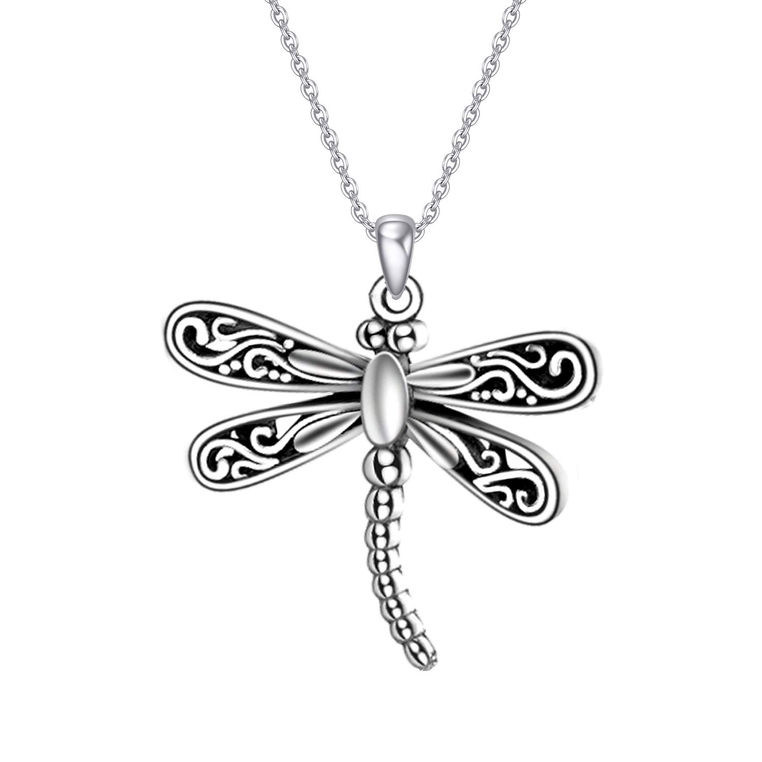 YAFEINI Dragonfly Necklace 925 Sterling Silver Dragonfly Pendant Necklace Cute Dragonfly Jewelry for Women Men