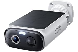 Baseus Solar Security Cameras Wireless Outdoor S1 Lite, 2K QHD Solocam, Continuous Power, Color Night Vision, AI Human Detection, IP67, No Monthly Fee, Local Storage, Works with Alexa & Google Home