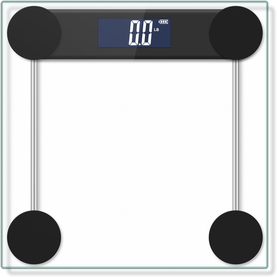 400lb / 180kg Digital Body Weight Bathroom Scale with Step-On Technology and Tempered Right Angle Glass Balance Platform