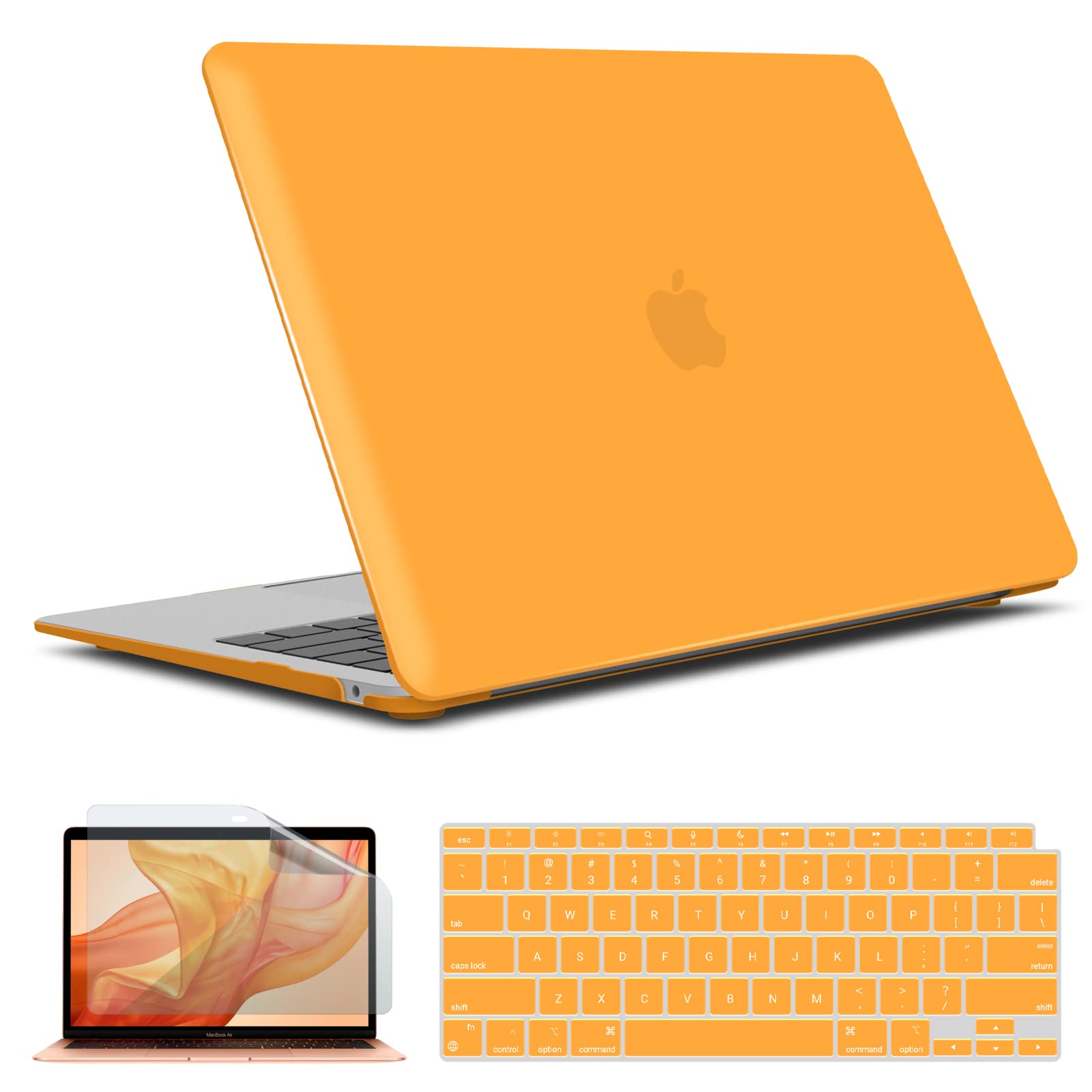 Photo 1 of IBENZER Compatible with New MacBook Air 13 inch case 2022 2021 2020 M1 A2337 A2179 A1932, Hard Shell Case&Keyboard Cover&Screen Film for Mac Air 13 with Touch ID (2018-2022), Marigold, AT13-MAGD+2