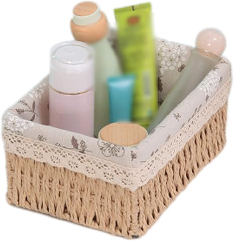 Amazon Co Jp 手作りの収納バスケット籐織布卓上コーヒーテーブル雑貨おもちゃキーバスケット化粧品収納ボックススナックバスケットカーキs ホーム キッチン