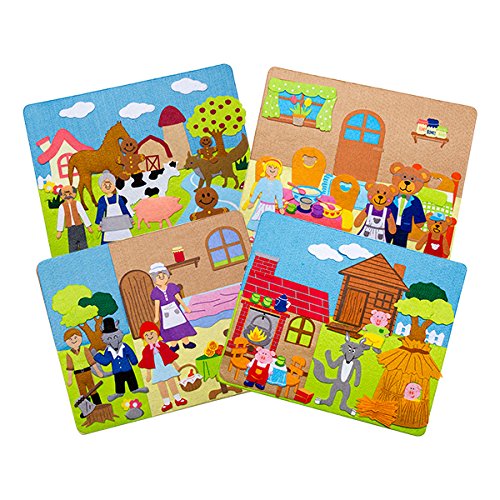 Sprogs Felt Storyboards with Storage Bag, 3 Little Pigs, Gingerbread Man, Goldilocks, Red Riding Hood, SPG-ENA1021-SO