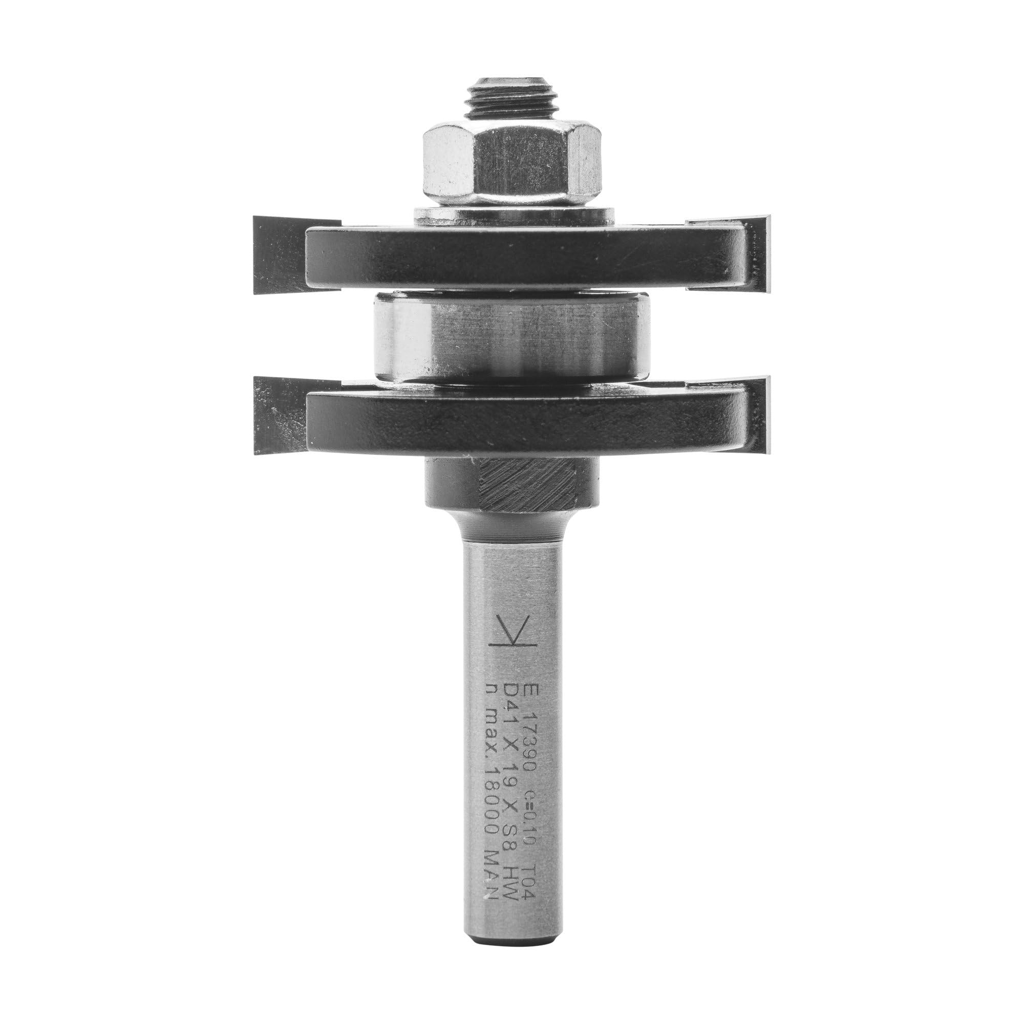 ENT 17390 Tongue & Groove tungsten carbide TC, Shank (S) 8 mm, Diameter (D) 41 mm, NL 6,35 mm, T 9,5 mm, SL 32 mm, with Ball Bearing