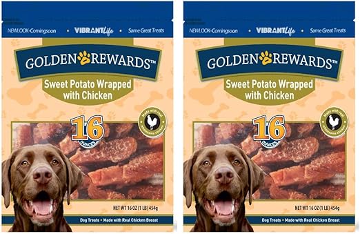 golden rewards sweet potato wrapped with chicken dog treats 32 oz