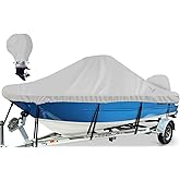 BOATPRO Waterproof Center Console Boat Cover 20-22ft, Heavy Duty 1300D Marine Grade Polyester Canvas 20&rsquo;21 ft 22 Foot Boat Center Console Covers, Gray