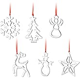 3 Inch Silver Christmas Ornaments - Snowflake, Snowman, Reindeer Hanging Ornaments for Xmas Tree Decoration (Set of 6)
