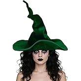 Lachouhaox Witch Wizard Hat, Large Black Sombrero Velvet Wicked Hat Women Men Halloween Cosplay Accessories for Masquerade