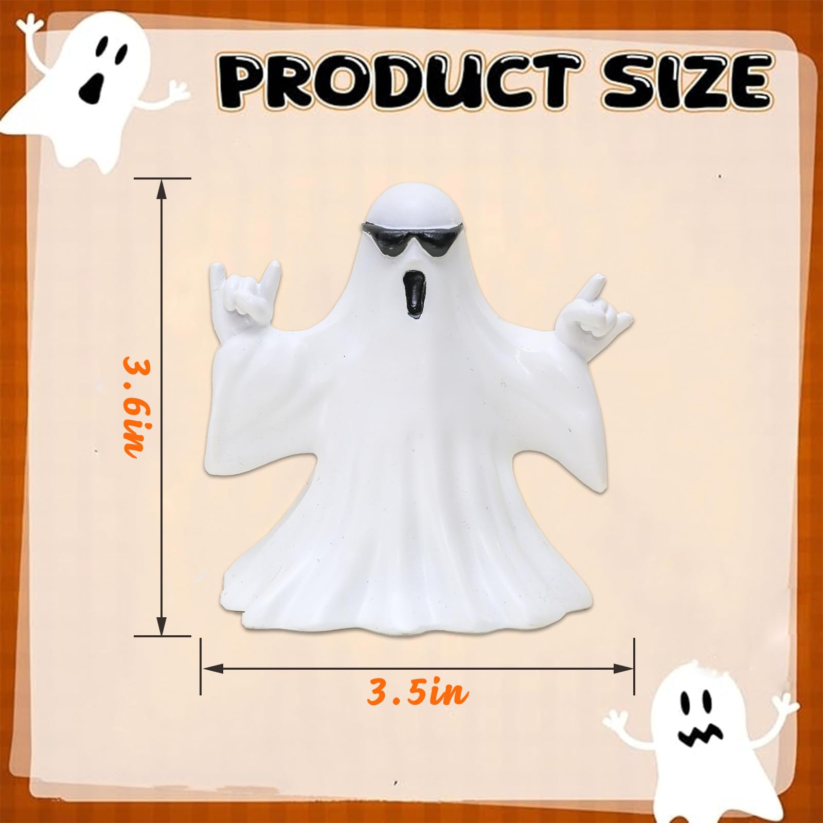 Halloween Ghost Figurine - Spooky Resin Ghost Statue, Cute Finger Spooky Decor for Halloween Decorations, Porch and Indoor Spooky Home Decor, Ghost with Glasses
