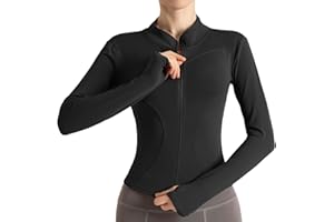 Ncvtang Women's Cropped Lightweight Stretchy Running Track Jackets Full Zip Slim Fit Athletic Tops with Thumb Holes