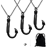 Mzztino 3pcs Fish Hook Cremation Urn Necklace Ashes Keepsake Stainless Steel Urn Memorial Jewelry