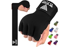 WYOX Gel Boxing Hand Wraps Inner Gloves for Men & Women – 80cm Quick Wrist Strap, Padded Knuckle Support, Fingerless MMA Muay Thai Kickboxing Wraps for Training, Punching & Martial Arts
