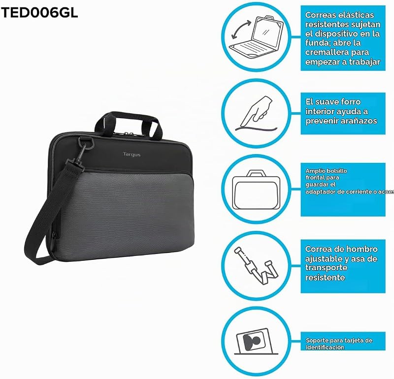 Estojo Work-in Essentials para Chromebook 11,6", capa de portátil com interior suave, capa profissional, capa protetora – preto/cinzento, TED006GL