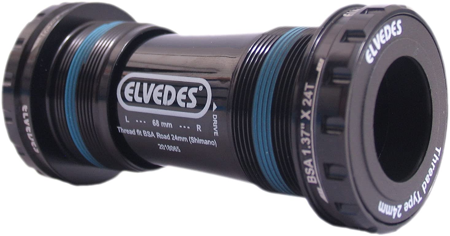Elvedes BSA Road Bottom Bracket 24 mm (Shimano) Parti per bici. Unisex Adulto, Nero, Standard