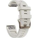 PCAVO 20MM Watch Band for Garmin fenix 5s 6s 7s pro solar Quick fit with light gold buckle soft silicone 20 bands Replacement for garmin epix pro gen 2 42mm Descent Mk2s/3/3i for women