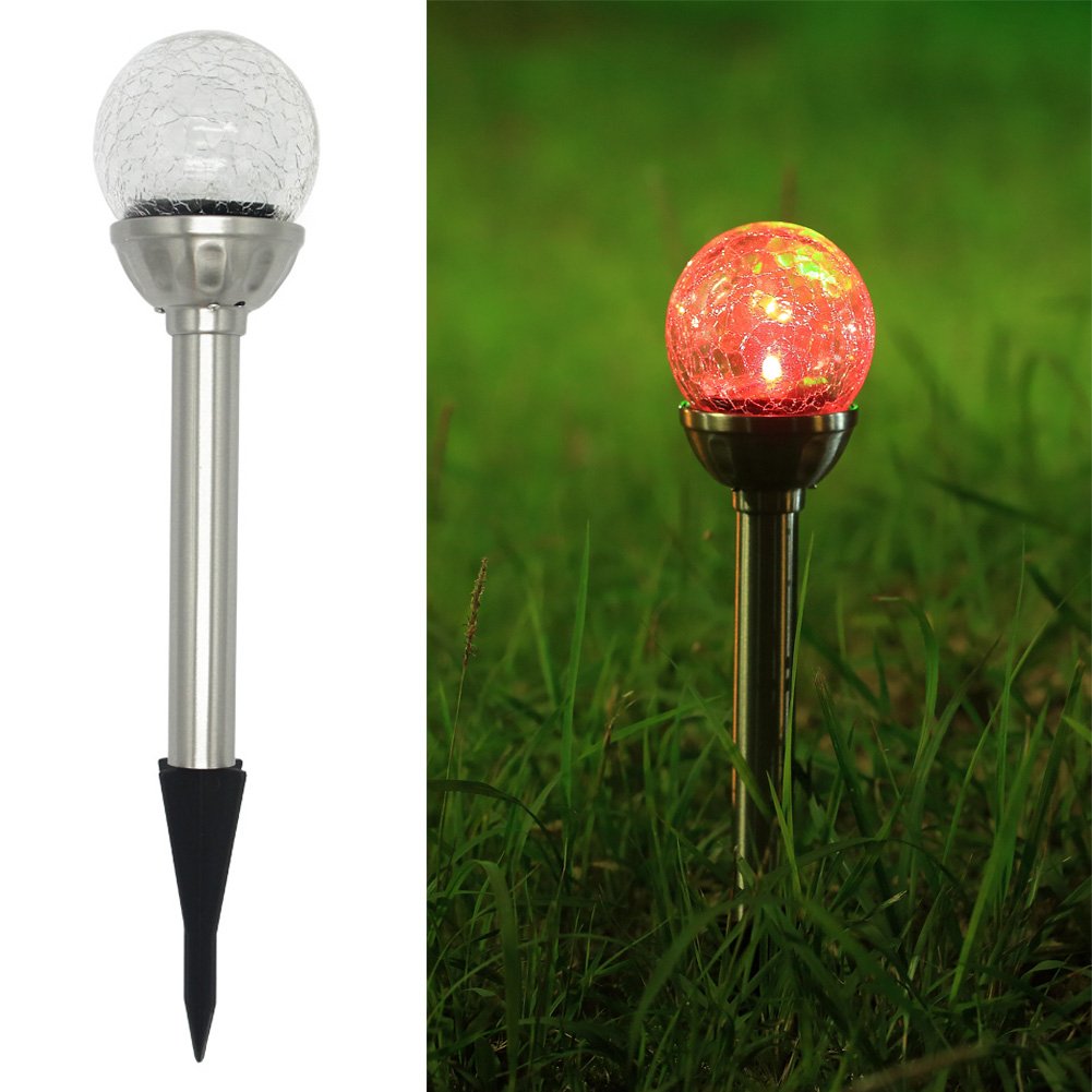 Twinkle Star Solar Pathway Lights Crackle Glass Globe Solar Lights