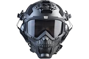HDLSINA Airsoft Mask Full Face and Paintball Mask with Detachable Anti Fog Goggles & Airsoft Helmet with Tactical Headset,Ear Hearing Protection Noise Cancelling
