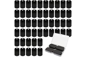 Fesorsi 50 Pack Blank Dog Tag,Black Dog Tags for Laser Engraving, Rectangle Engraved Personalized Custom Blank with Hole for Stamping,Anodized Aluminum Blanks Engravable Keychains Bulk Craft