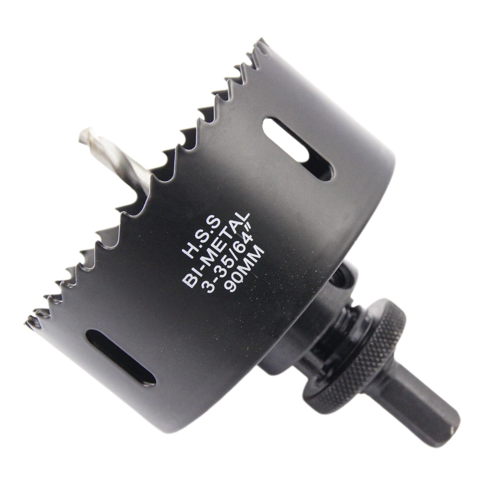 3.54inch Hole Saw, LAIWEI 90mm Hole Cutter with A2 Heavy Duty Mandrel, 4341 Drill Bit,Cutting Depth 38mm,for Drilling Holes in Wood, Aluminium Profiles, PVC and Metal Pipes (3-9/16") — image 1