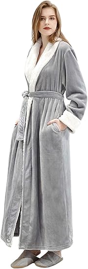 Long Robes For Women Plush Soft Fleece Bathrobe Full Length