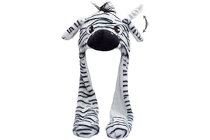 NAICHUO Plush Animal Hat with Moving Jumping Ears Pop Up Beating Hat Movable Dancing Cap for Kids Adult