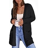 CiCiBird Women Long Cardigan Fuzzy Cardigan Sweater Open Front Knit Outwear Coat with Pocket