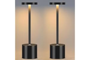 MORAGIN 2-Pack Led Cordless Table Lamps Rechargeable,5000mAh Battery Operated Touch Lamps,Portable Wireless Table Lights for Outdoor Patio Bar Home Restaurants Dining Living Room Bedroom Bedside-Black