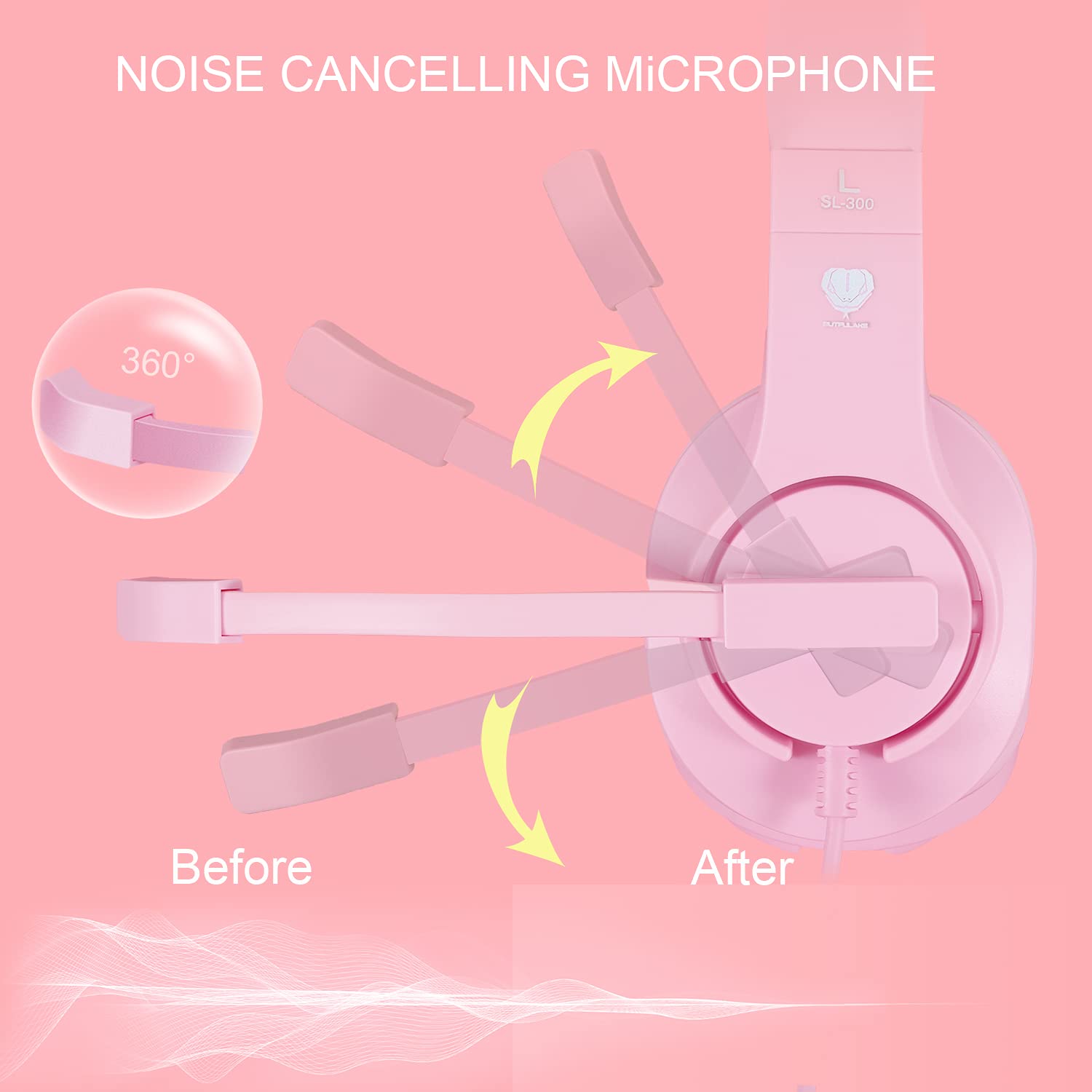 Gaming Headset for PS5, PS4, Xbox, PC & Nintendo Switch - Kids Headphones with Mic for School Supplies - Wired Pink Headphones