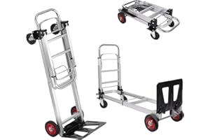 2 - in - 1 Convertible Hand Truck & Platform Truck Dolly 700 LBS Max Load, 4 Wheel Wheel Dolly Cart with Telescoping Handle f