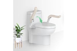 Toilet Safety Rails for Seniors, Sturdy Grab Bars w/Comfortable & Soft Rubber for Anti-Slip Care, Heavy-Duty Frame w/Foldable