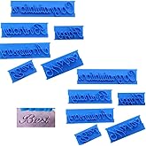 12Pcs Cake Words Stamp, DIY Handwritten Letter Printed Stamp, Bakery Supplies Best Wishes Happy Birthday Congratulation Anniversary Baking Cake Stamp Tools, Blue