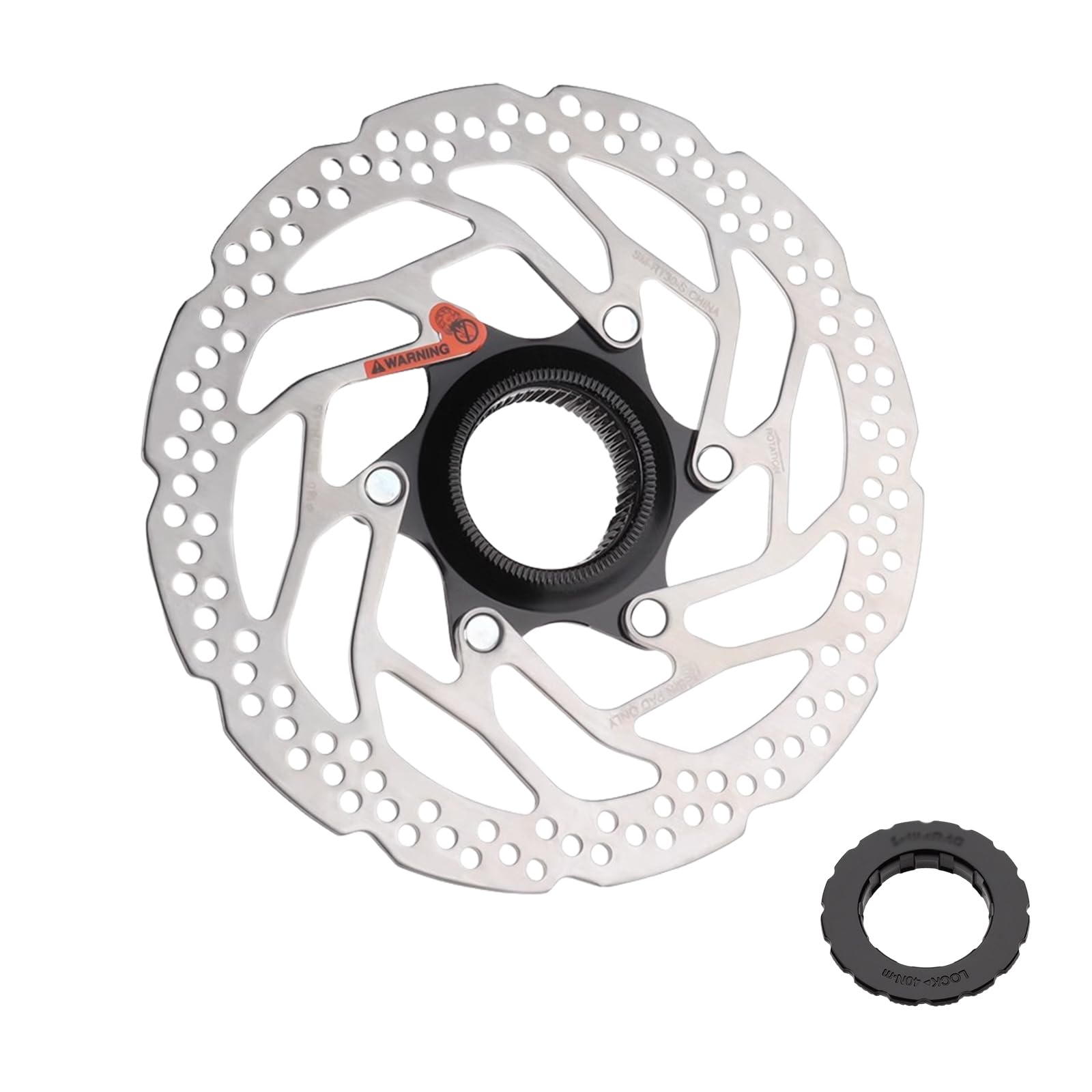 Jane Eyre Bicycle Brake Disc Compatible with Shimano SM-RT30 Brake Discs Rotor 160 mm Centre Lock Disc Brake Disc with Lock Cover, Suitable for Road Bikes and Mountain Bikes