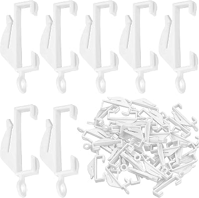 Gadget Planet 80pcs DECORAIL Curtain Track Glider Hooks White