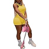 TOPSRANI Womens Two Piece Outfits Bodycon Tracksuit Sweatsuits Jogger Biker Workout Lounge Pajamas Shorts Pant Sets