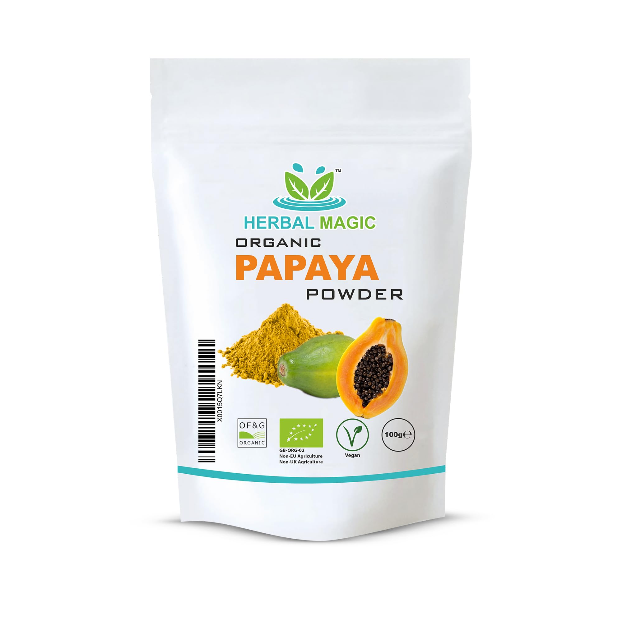 Herbal Magic's Organic Green Papaya (CARICA) Fruit Powder (Half Ripened) Give Your Smoothies That Extra Wow ! Natural Face Mask -Free from fillers-100g