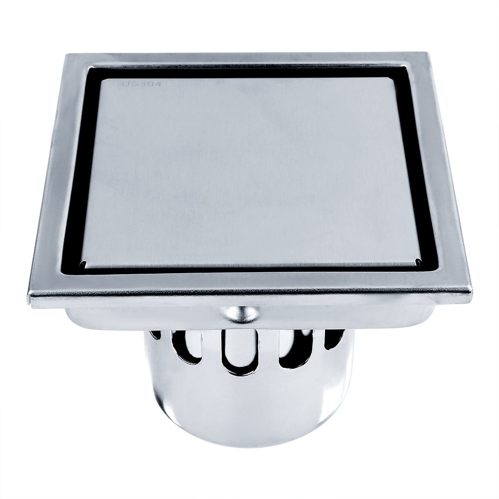 Yosoo Large Calibre Square Floor Water Filter Drainer Bathroom Wet Stainless Steel Shower Floor Basin Drain Washroom