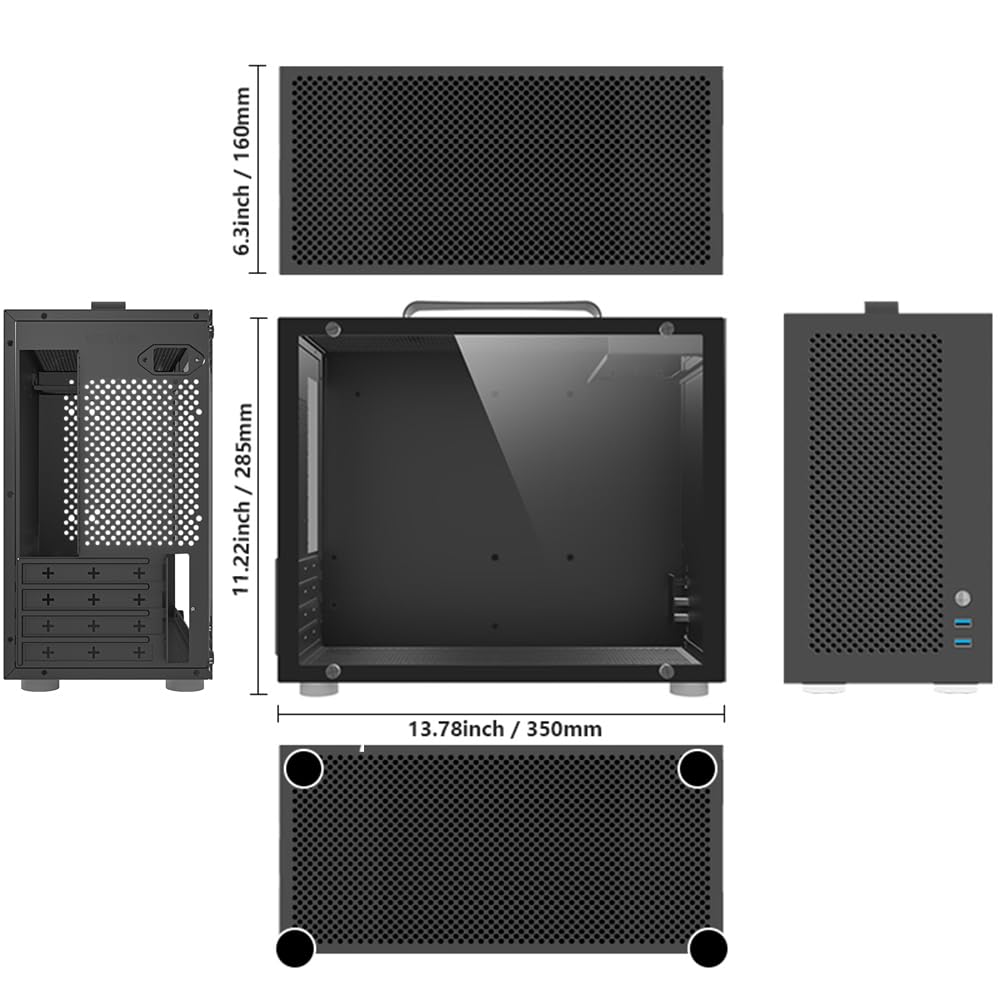 Micro ATX Case, MATX PC Case for ITX MATX Motherboard, 2X 120mm ARGB Fans Preinstalled, Tempered Glass, Fully Ventilated Airflow, Mini PC Case with USB3.0