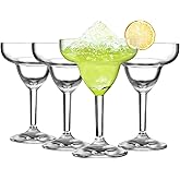Reusable Plastic Margarita Glasses Set of 4, 9oz(250ml), Heavy Duty, 145 Grams, Unbreakable Plastic Cocktail Glasses, BPA Free, Dishwasher Safe, Perfect for Poolside, Outdoors, Camping, and More