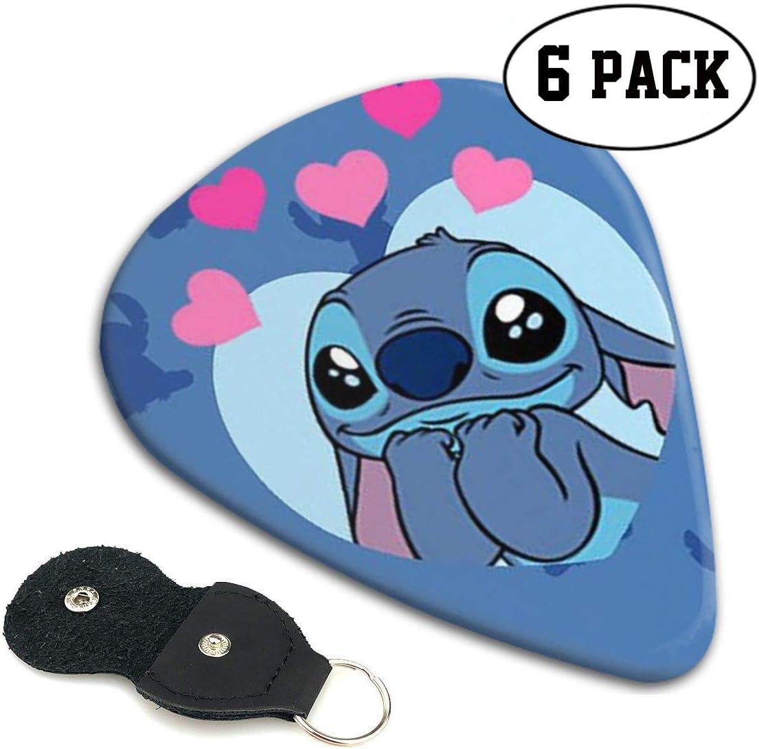 Stitch Fall In Love Stylish Guitar Picks Plectrums Guitar Accessories For Bass Electric And Acoustic Guitars With Pick Holder