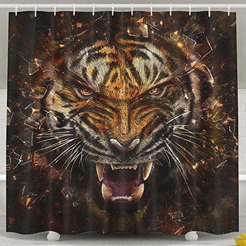 Animal Artistic Tiger Print Styl Shower Curtain Waterproof Polyester Fabric Decorative Bathroom Bath Curtains 60X72inch