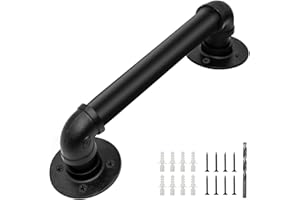 PNBO Wall Handrail 1FT/12IN,Industrial Staircase Railing 1.25 Inch Tube Diameter,Galvanized Pipe Handrail,Handrails for Indoor Stairs with Wall Mount Support,for Wall Mounted Stairway Handrail