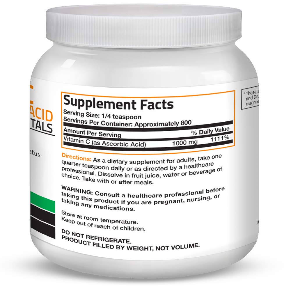 Vitamin C Powder Pure Ascorbic Acid Soluble Fine Non GMO Crystals