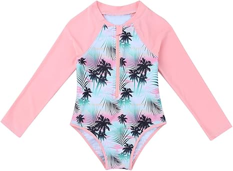 Iefiel Combinaison Bebe Fille Enfant Maillot De Bain Anti Uv Imprime Cocotier Floral Bikini Leotard Bodysuit Plage Piscine Manche Longue 3 Mois 10 Ans Amazon Fr Vetements Et Accessoires