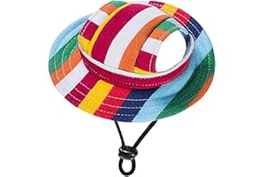 MaruPet Round Brim Princess Hat Visor Hat Pet Dog Mesh Porous Sun Hat with Ear Holes for Small, Extra Small Dog Teddy, Pug, Chihuahua, Shih Tzu, Yorkshire Terriers, Papillon Stripes M