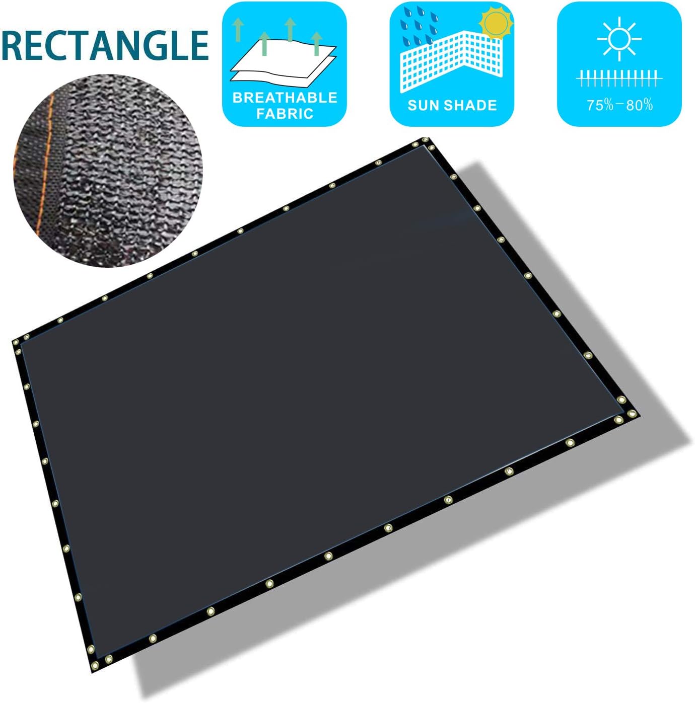 Liveinu Sun Shade Sails Shade Cloth Taped Edge with Grommets Rectangle Sun Shade Sail UV Block Patio Awnings Privacy Screen Net for Patio Garden Outdoor Backyard 6.5'x9.8' ft Black
