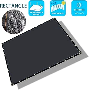 Liveinu Sun Shade Sails Shade Cloth Taped Edge with Grommets Rectangle Sun Shade Sail UV Block Patio Awnings Privacy Screen Net for Patio Garden Outdoor Backyard 6.5'x9.8' ft Black