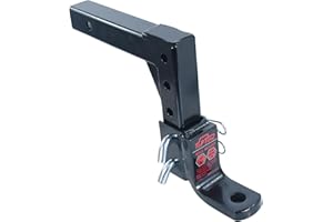 TOPTOW 64189 AdjustableTrailer Hitch Ball Mount with 5/8 inch Hitch Pin, 10 inch Drop Max, Fits 2 inch Hitch Receiver, Matte Black