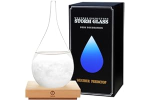 GM GMISS Storm Glass Weather Station, Weather Forecaster, Drop-Shaped Glass Barometer, Christmas Decorations Glass Bottles for Home and Office, Gifts for Men (L)