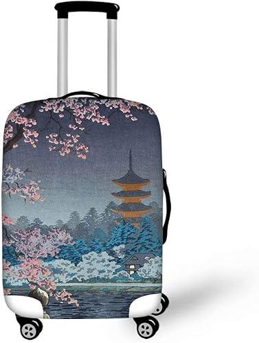 Amazon スーツケースカバー 伸縮 素材 厚手 浮世絵 防塵 擦り傷防止 ラゲッジカバー 目立つ 旅行 キャリーカバー 和風 洗える S M L サイズ Jbcoloro スーツケースカバー