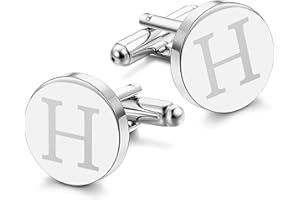 LOLIAS 1 Pair Cuff Links Mens Accessories Jewelry Classic Initial Cufflinks with Gift Box Silver Black 14K gold plated Cufflinks